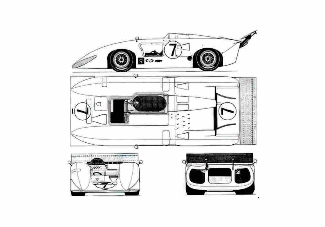 Blueprint Chaparral 2H OW 1969 A4 Photo Print