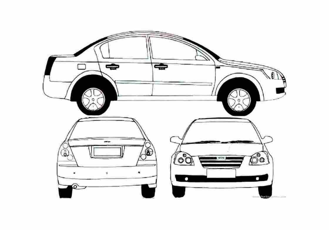 Blueprint Chery A5 Sedan 2010 A4 Photo Print