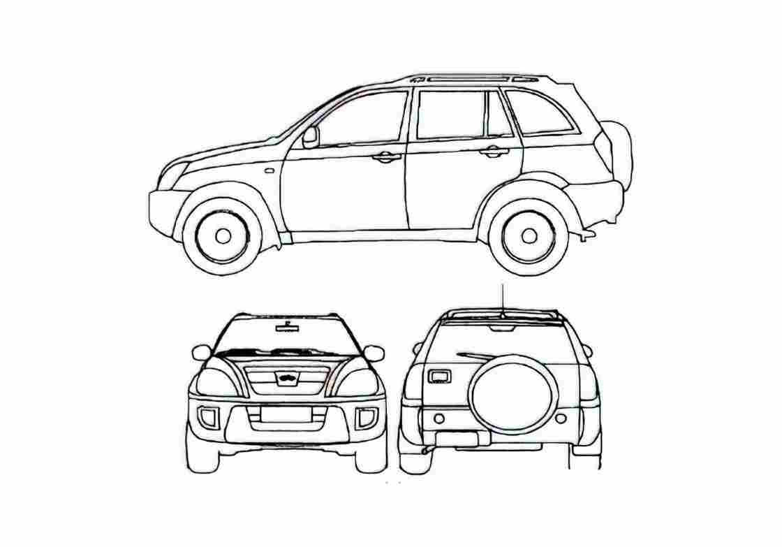 Blueprint Chery Tiggo SUV 2010 01 A4 Photo Print