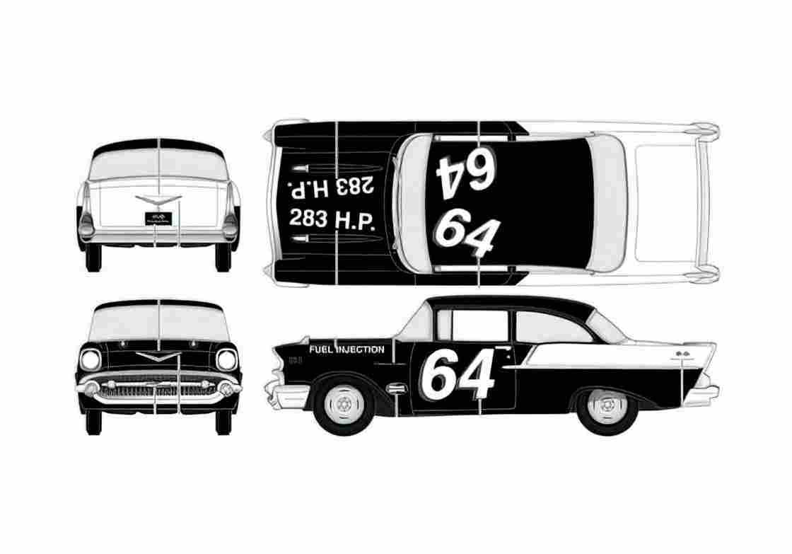 Blueprint Chevrolet 150 Black Widow Sedan 1957 A4 Photo Print