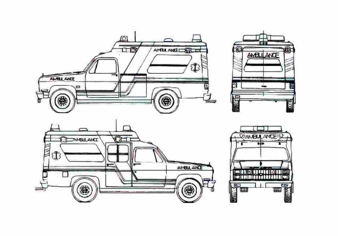 Blueprint Chevrolet Ambulance Van 1985 A4 Photo Print