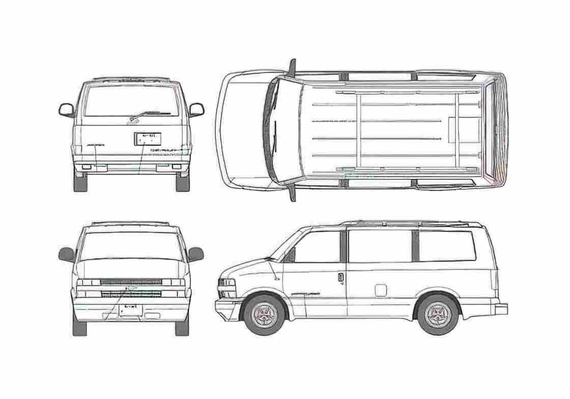 Blueprint Chevrolet Astro Field Liner Van 1996 A4 Photo Print