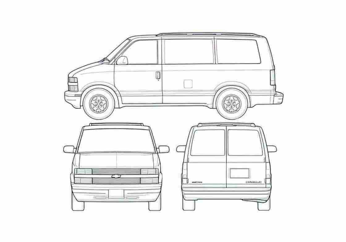 Blueprint Chevrolet Astro LWB Van 2005 A4 Photo Print