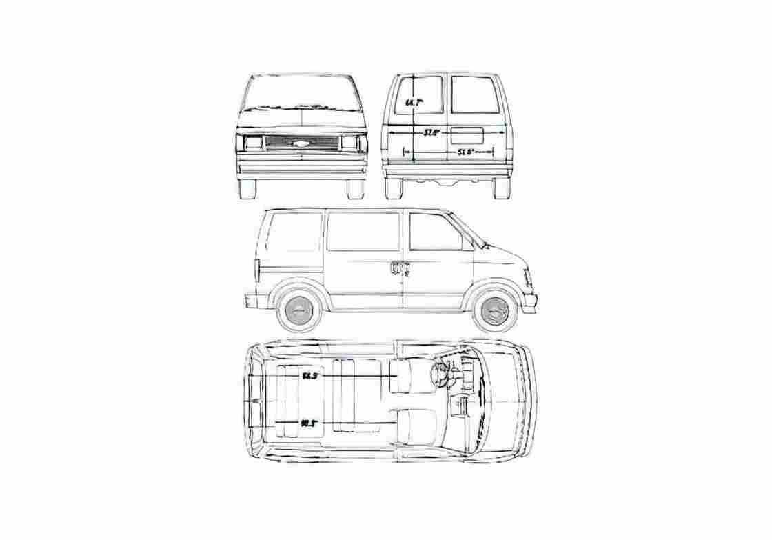 Blueprint Chevrolet Astro SWB Van 1990 A4 Photo Print