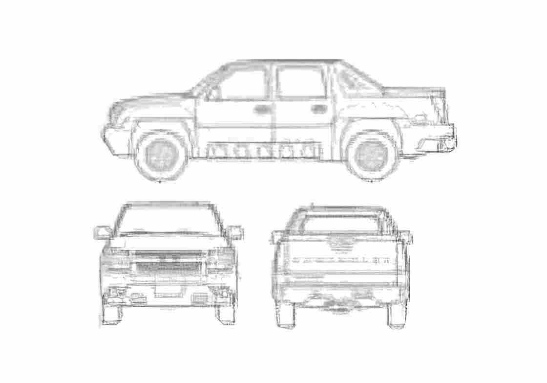 Blueprint Chevrolet Avalanche Pick up 2006 A4 Photo Print