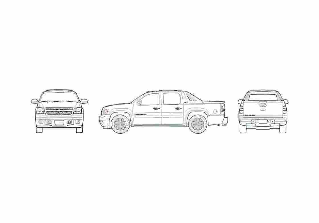 Blueprint Chevrolet Avalanche SUT Pick up 2007 A4 Photo Print