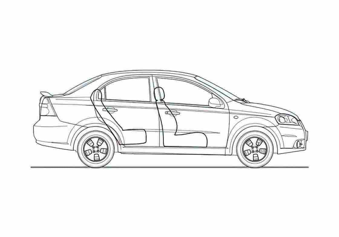 Blueprint Chevrolet Aveo 4 door Sedan 2006 A4 Photo Print