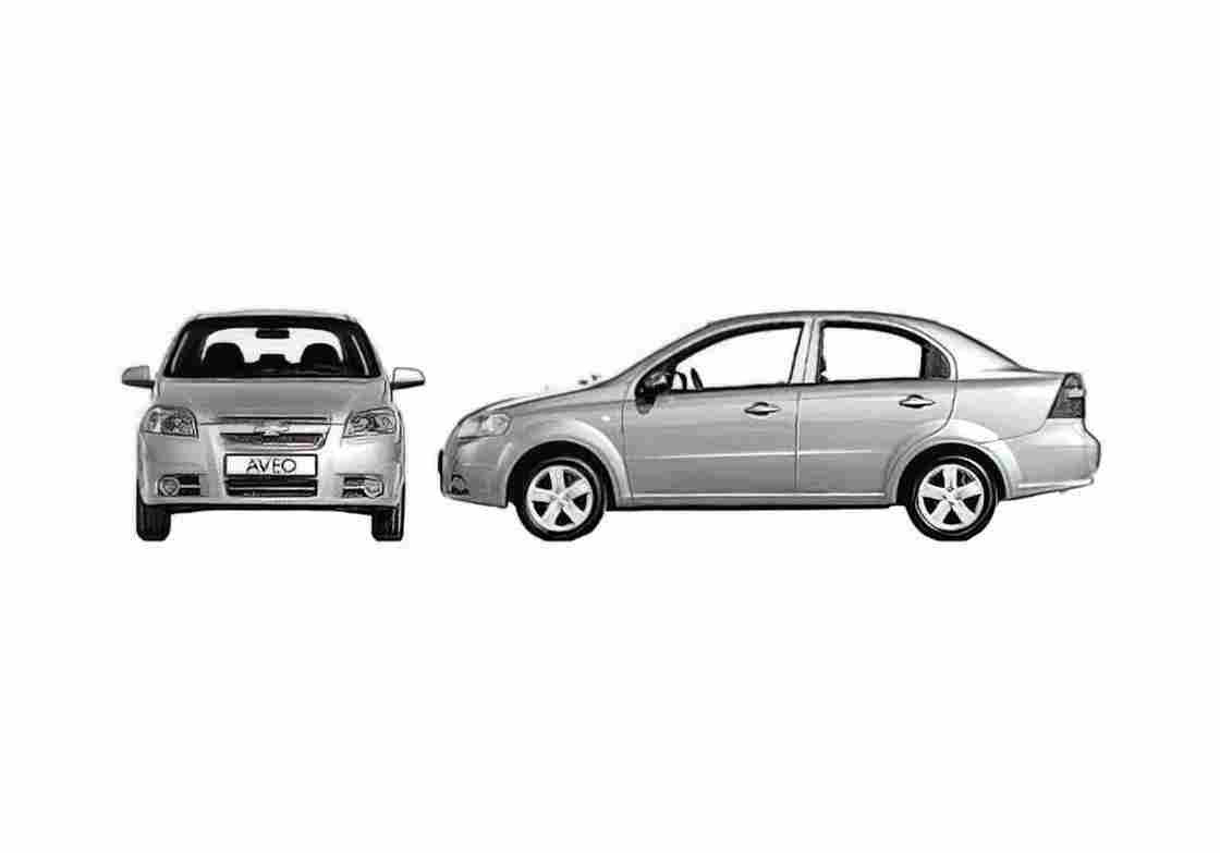 Blueprint Chevrolet Aveo 4 door Sedan 2007 A4 Photo Print