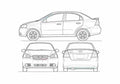 Blueprint Chevrolet Aveo 4 door Sedan 2009 A4 Photo Print