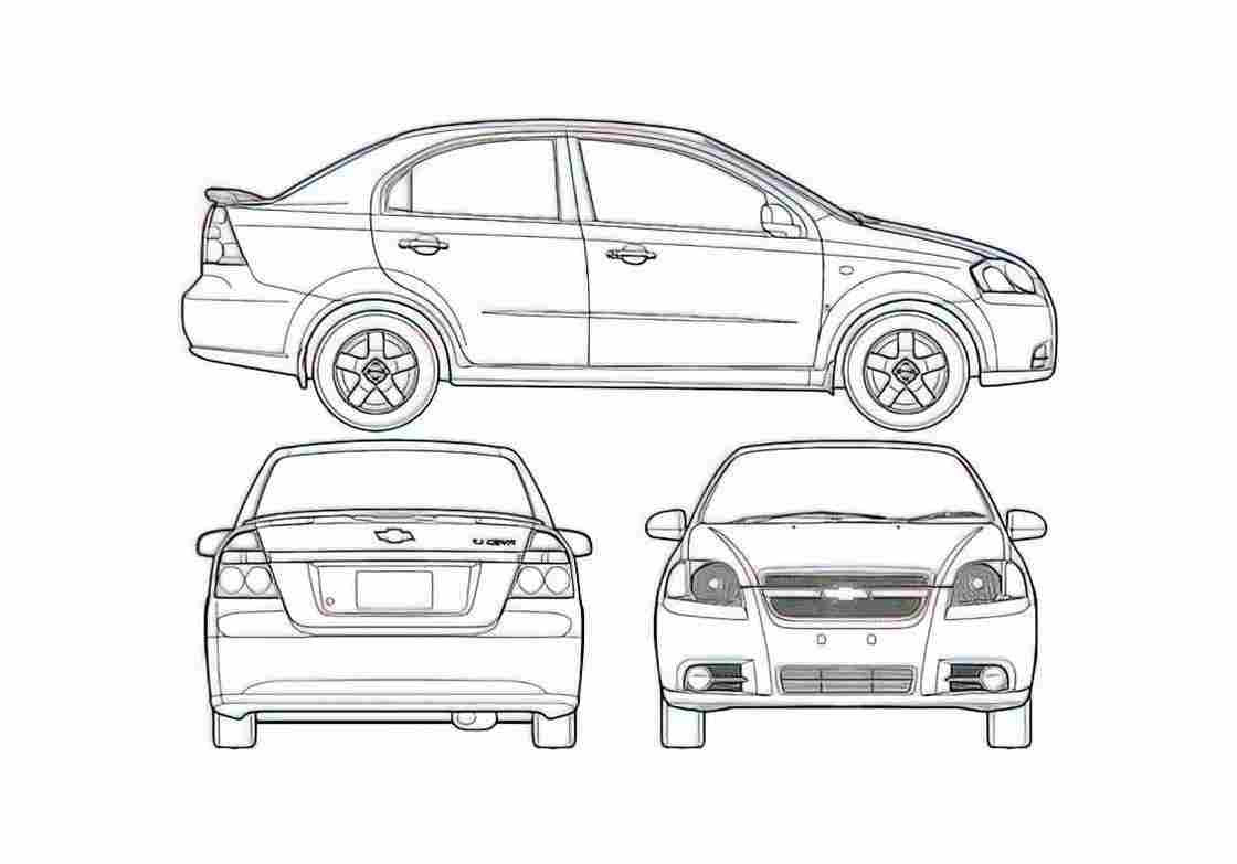 Blueprint Chevrolet Aveo LT 4 door Sedan 2006 A4 Photo Print