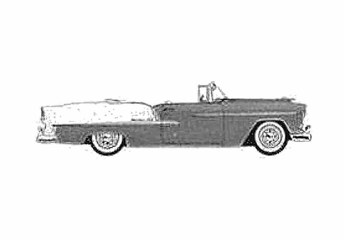 Blueprint Chevrolet Bel Air Convertible Cabriolet 1955 A4 Photo Print