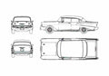 Blueprint Chevrolet Bel Air Sedan 1957 A4 Photo Print