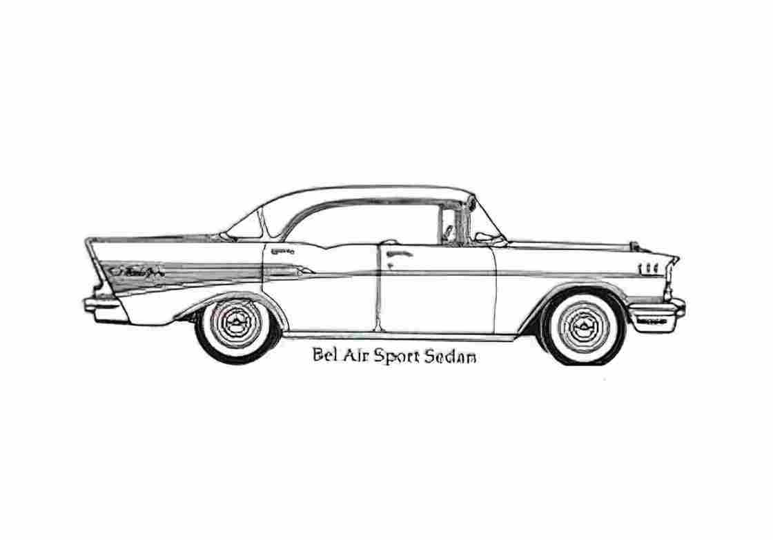 Blueprint Chevrolet Bel Air Sport Sedan 1957 A4 Photo Print