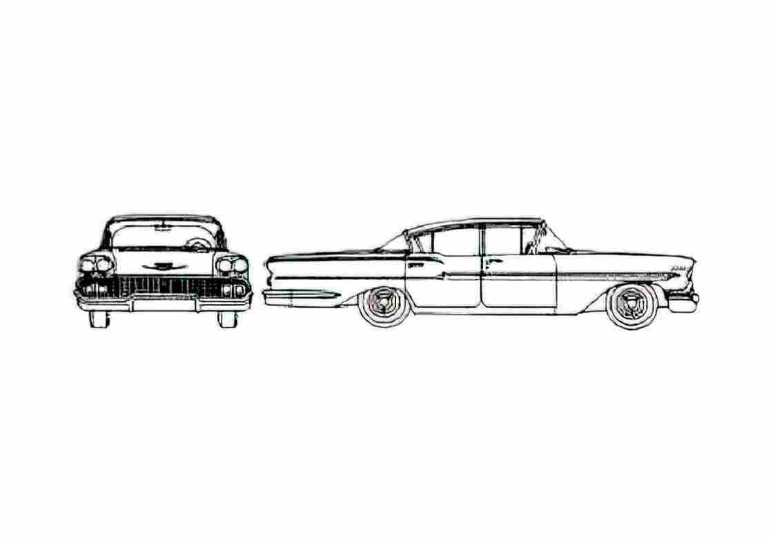 Blueprint Chevrolet Biscayne 4 door Sedan 1958 A4 Photo Print