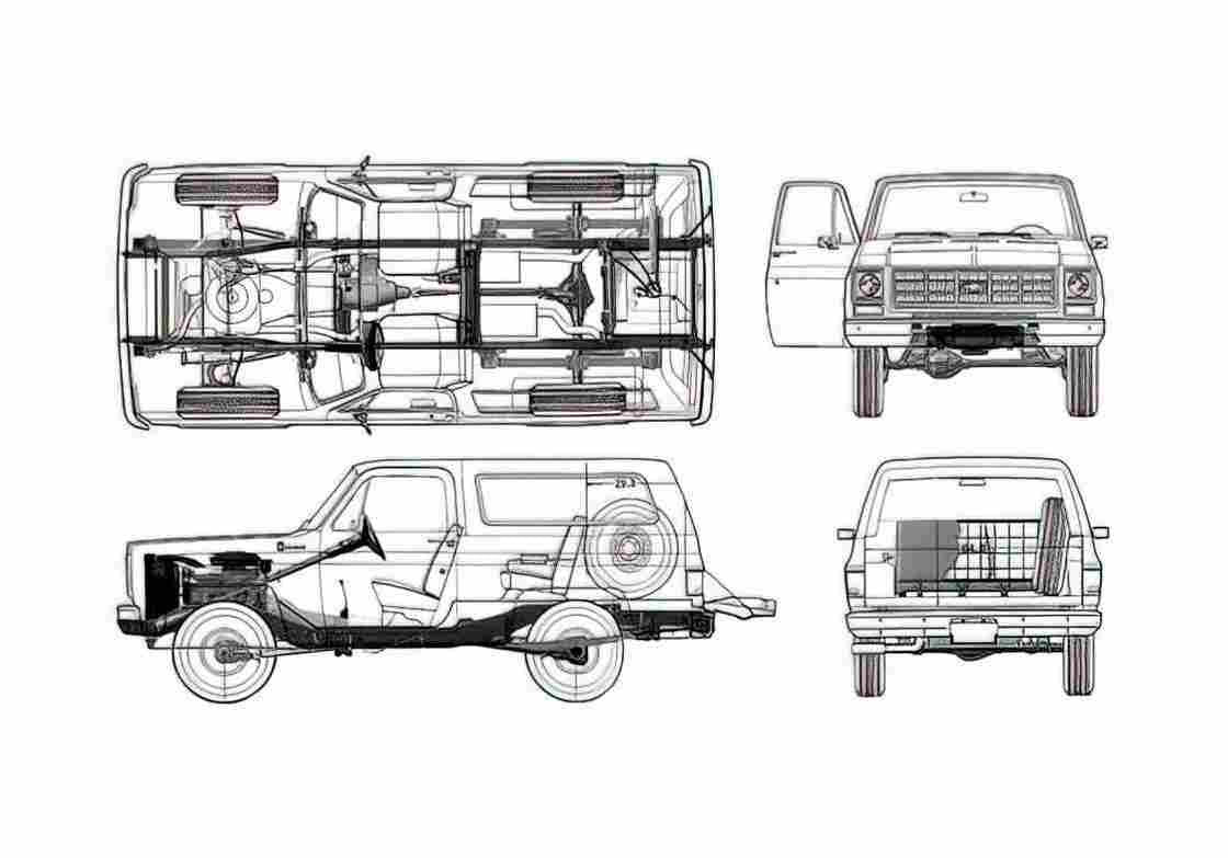 Blueprint Chevrolet Blazer SUV 1977 A4 Photo Print