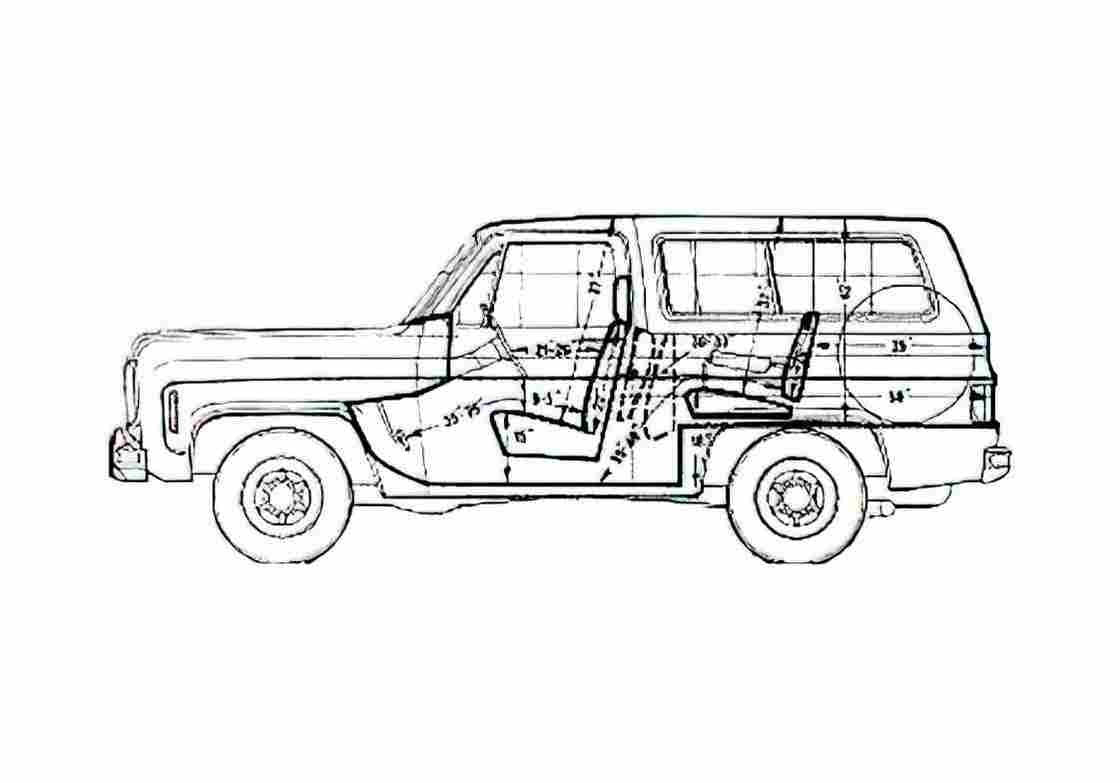 Blueprint Chevrolet Blazer SUV 1978 A4 Photo Print