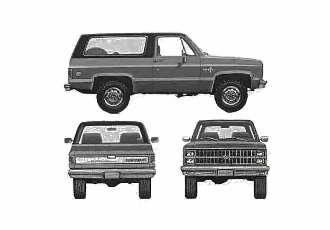 Blueprint Chevrolet Blazer SUV 1981 A4 Photo Print