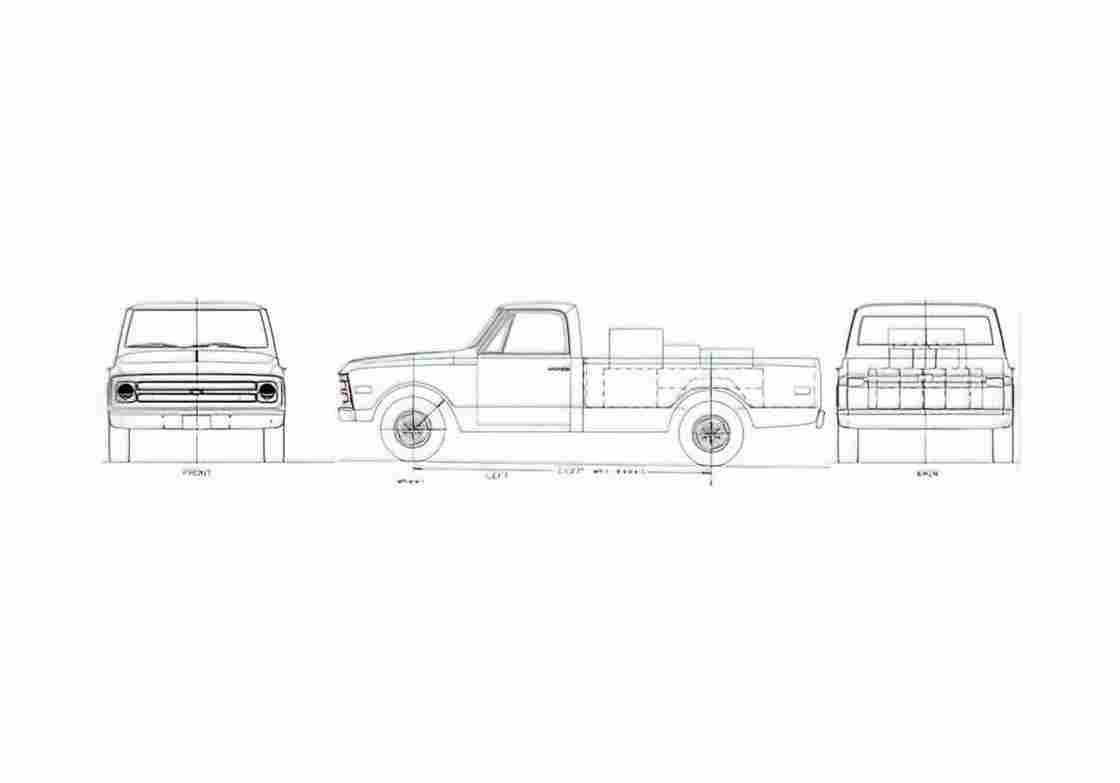 Blueprint Chevrolet C 10 Pick up 1968 A4 Photo Print