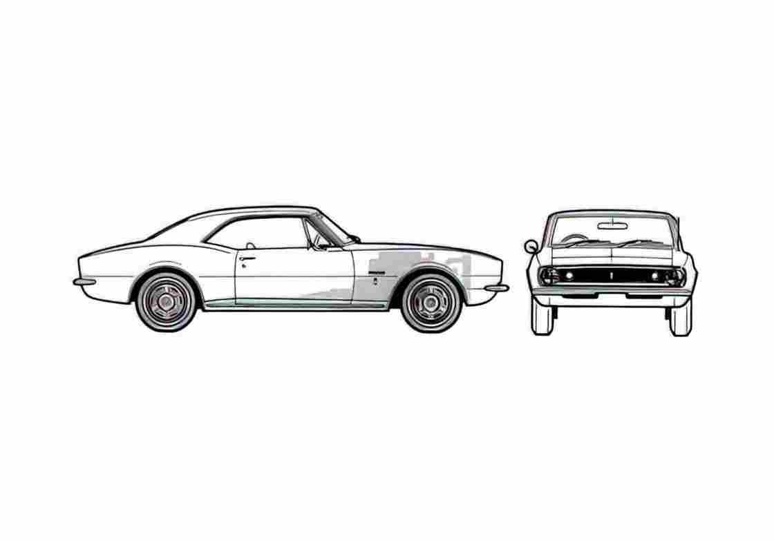 Blueprint Chevrolet Camaro Coupe 1967 A4 Photo Print