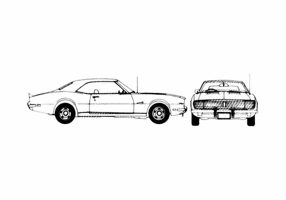 Blueprint Chevrolet Camaro Coupe 1968 A4 Photo Print