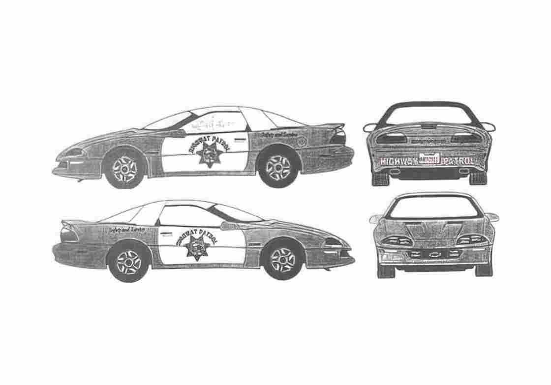 Blueprint Chevrolet Camaro Coupe 1995 A4 Photo Print