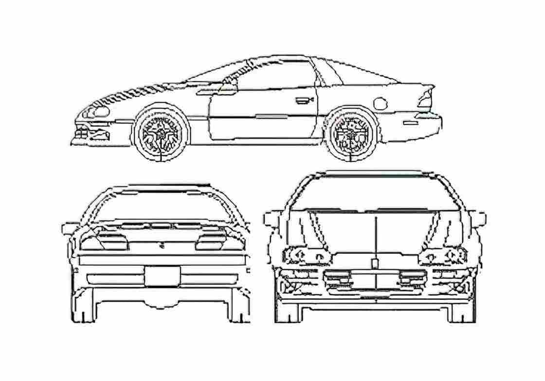 Blueprint Chevrolet Camaro Coupe 2001 A4 Photo Print
