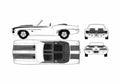 Blueprint Chevrolet Camaro SS Convertible Cabriolet 1969 A4 Photo Print