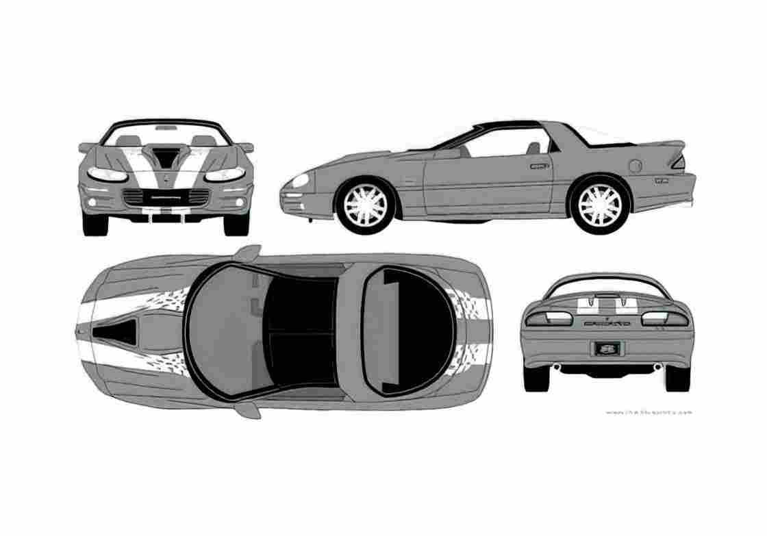 Blueprint Chevrolet Camaro SS Coupe 2002 A4 Photo Print