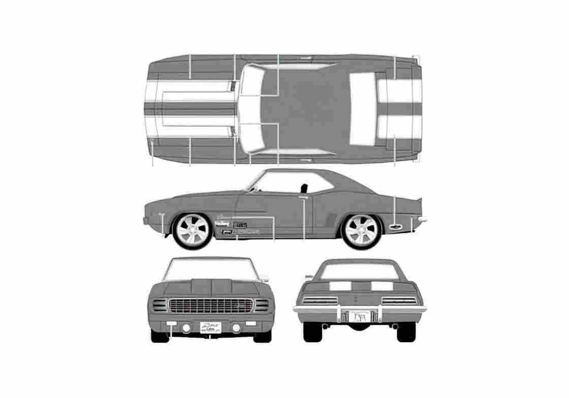 Blueprint Chevrolet Camaro Z 28 Coupe 1969 A4 Photo Print