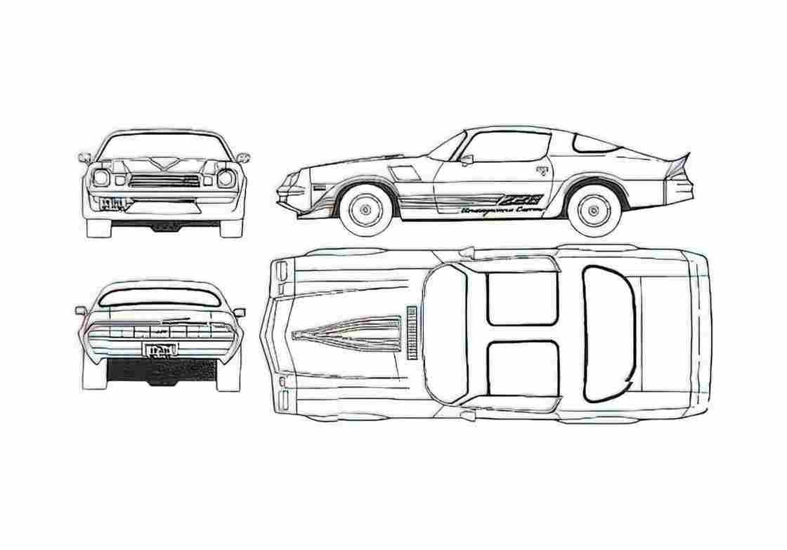 Blueprint Chevrolet Camaro Z28 Coupe 1980 A4 Photo Print