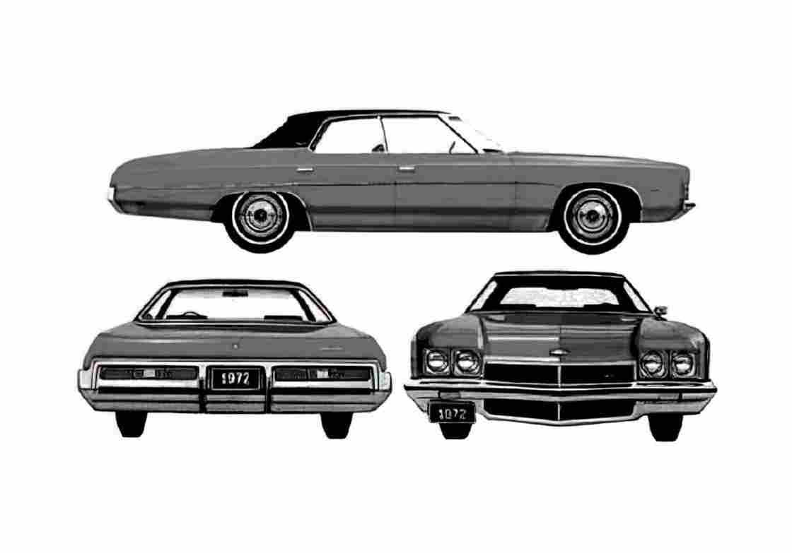 Blueprint Chevrolet Caprice 4 door Hardtop Sedan 1972 A4 Photo Print