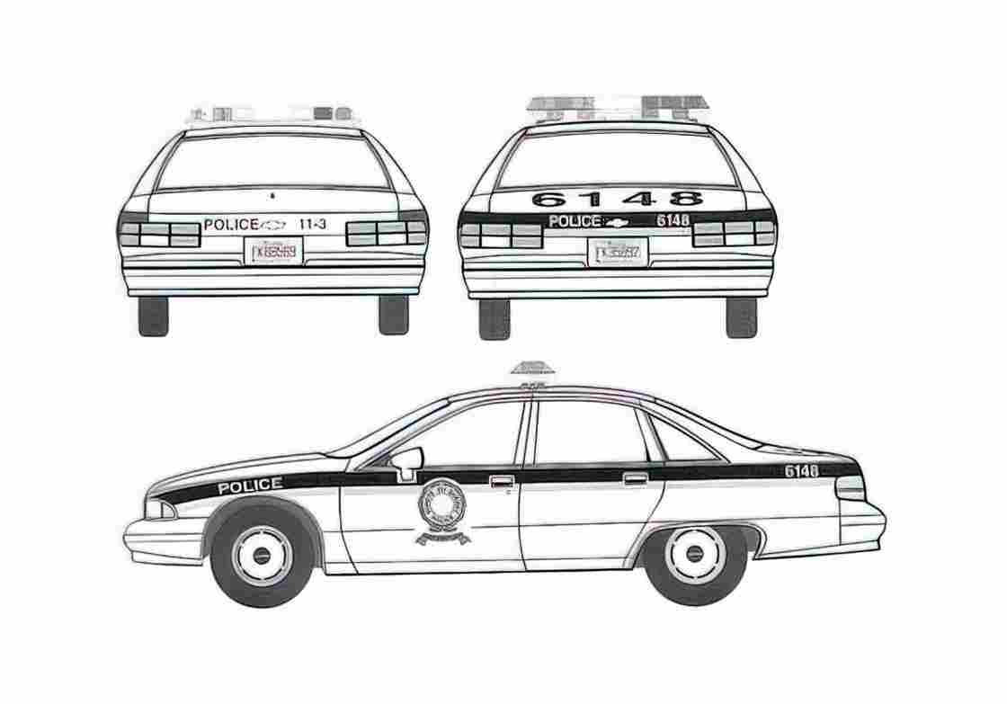Blueprint Chevrolet Caprice Police Sedan 1991 A4 Photo Print