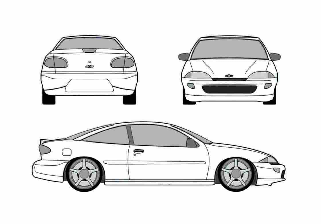 Blueprint Chevrolet Cavalier III Coupe 1995 A4 Photo Print