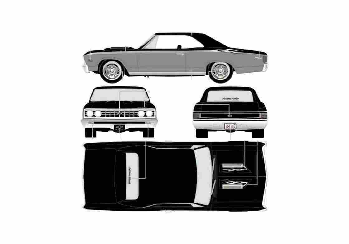 Blueprint Chevrolet Chevelle SS 396 Coupe 1967 A4 Photo Print