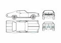 Blueprint Chevrolet Chevelle Sport Coupe 1972 A4 Photo Print