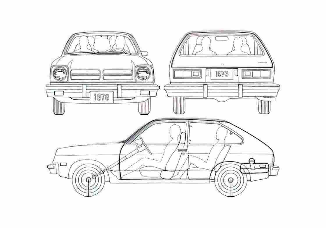 Blueprint Chevrolet Chevette Hatchback 1976 A4 Photo Print
