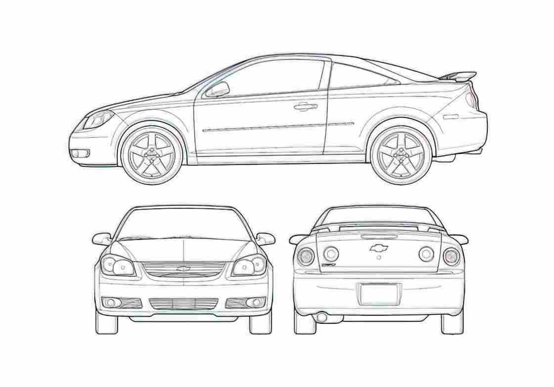 Blueprint Chevrolet Cobalt Coupe 2006 A4 Photo Print