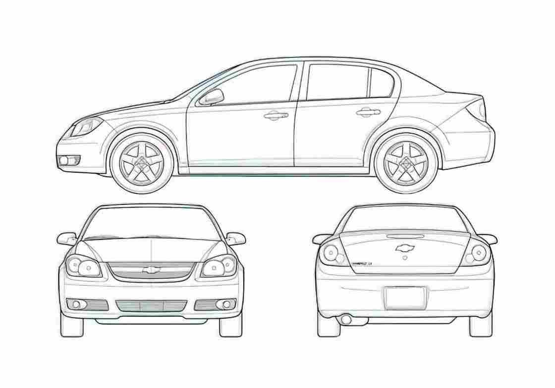 Blueprint Chevrolet Cobalt LT Sedan 2005 A4 Photo Print