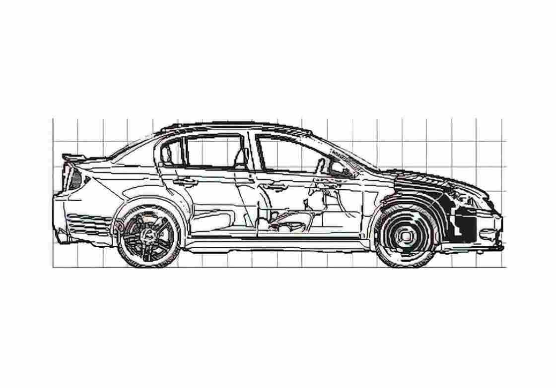 Blueprint Chevrolet Cobalt SS Sedan 2009 A4 Photo Print