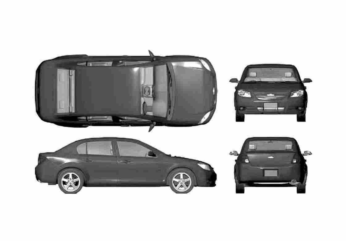 Blueprint Chevrolet Cobalt Sedan 2005 A4 Photo Print