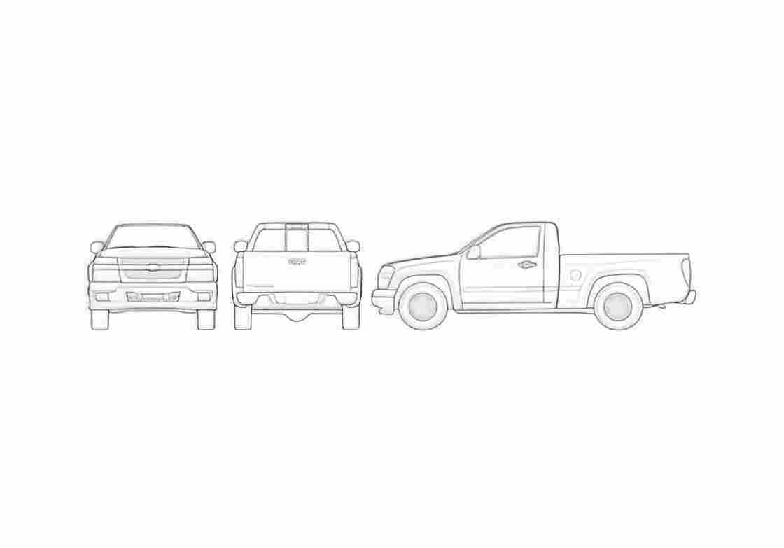 Blueprint Chevrolet Colorado Single Cab Truck 2007 A4 Photo Print