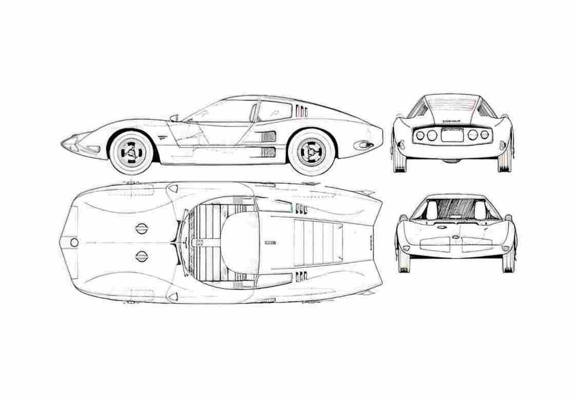 Blueprint Chevrolet Convair Monza GT Coupe 1962 A4 Photo Print