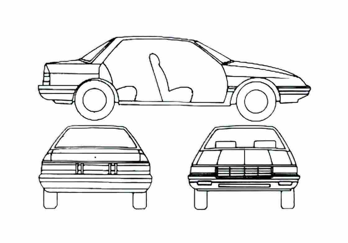 Blueprint Chevrolet Corsica Sedan 1989 A4 Photo Print
