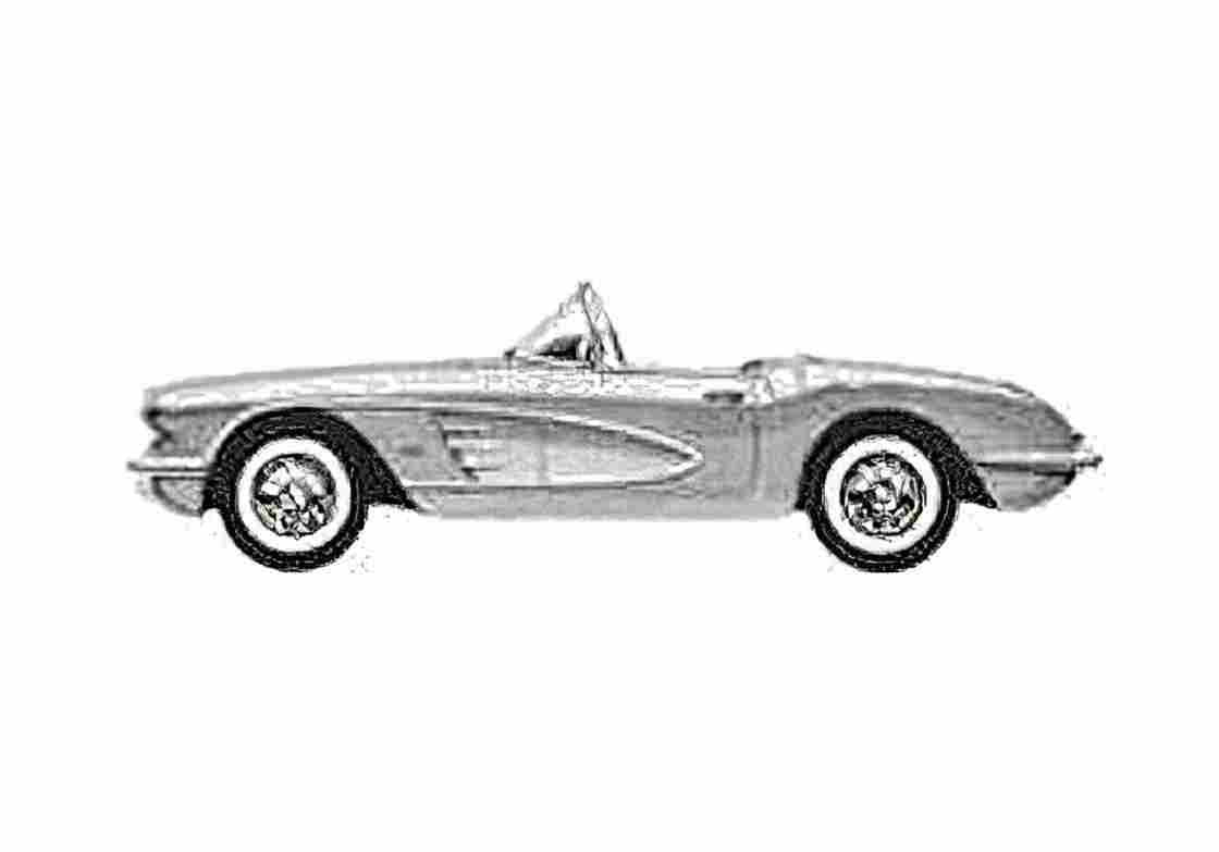 Blueprint Chevrolet Corvette C1 Convertible Cabriolet 1959 A4 Photo Print