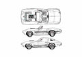 Blueprint Chevrolet Corvette C2 Cabriolet 1963 A4 Photo Print