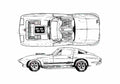Blueprint Chevrolet Corvette C2 Coupe 1963 A4 Photo Print