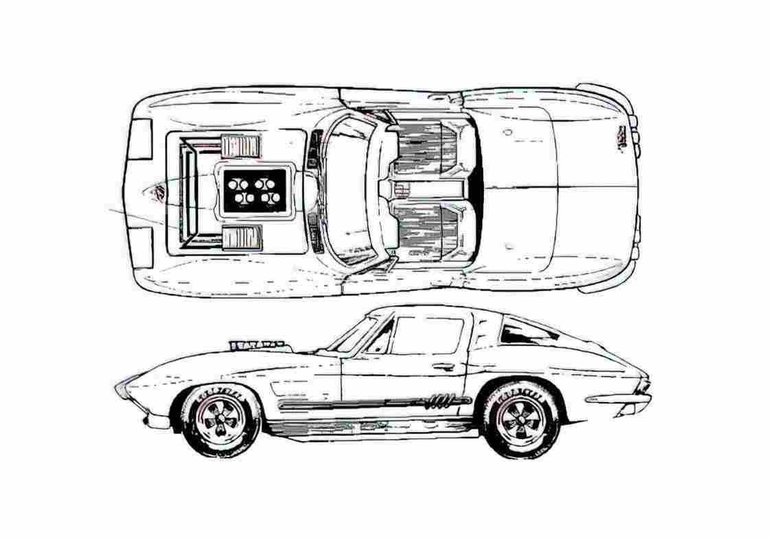 Blueprint Chevrolet Corvette C2 Coupe 1963 A4 Photo Print