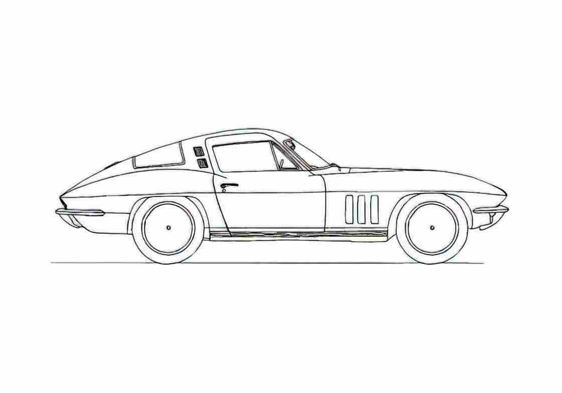 Blueprint Chevrolet Corvette C2 Coupe 1965 A4 Photo Print