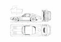 Blueprint Chevrolet Corvette C2 Stingray Coupe 1964 A4 Photo Print