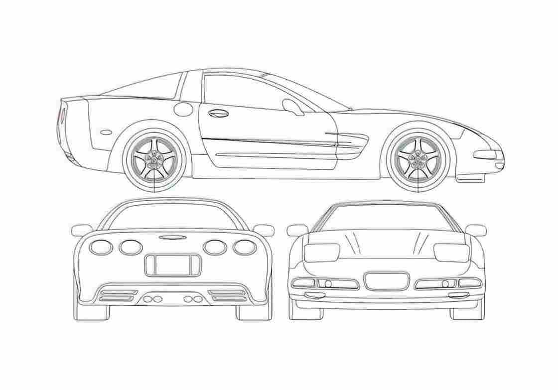 Blueprint Chevrolet Corvette C3 Coupe 2000 A4 Photo Print